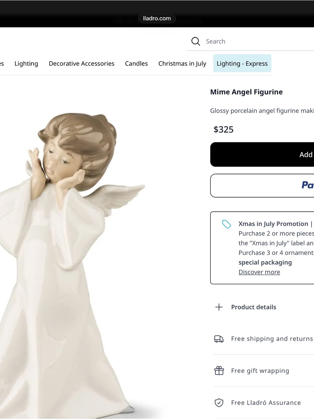 Lladro  'Mime Angel' Porcelain Figurine